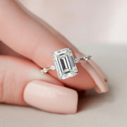 3.00 CT Emerald Cut Moissanite Engagement Ring